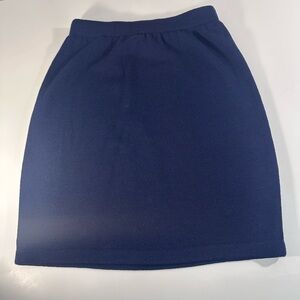 St John Navy Knit Skirt Women’s Elastic Waist Classic Midi Minimalist Size 8